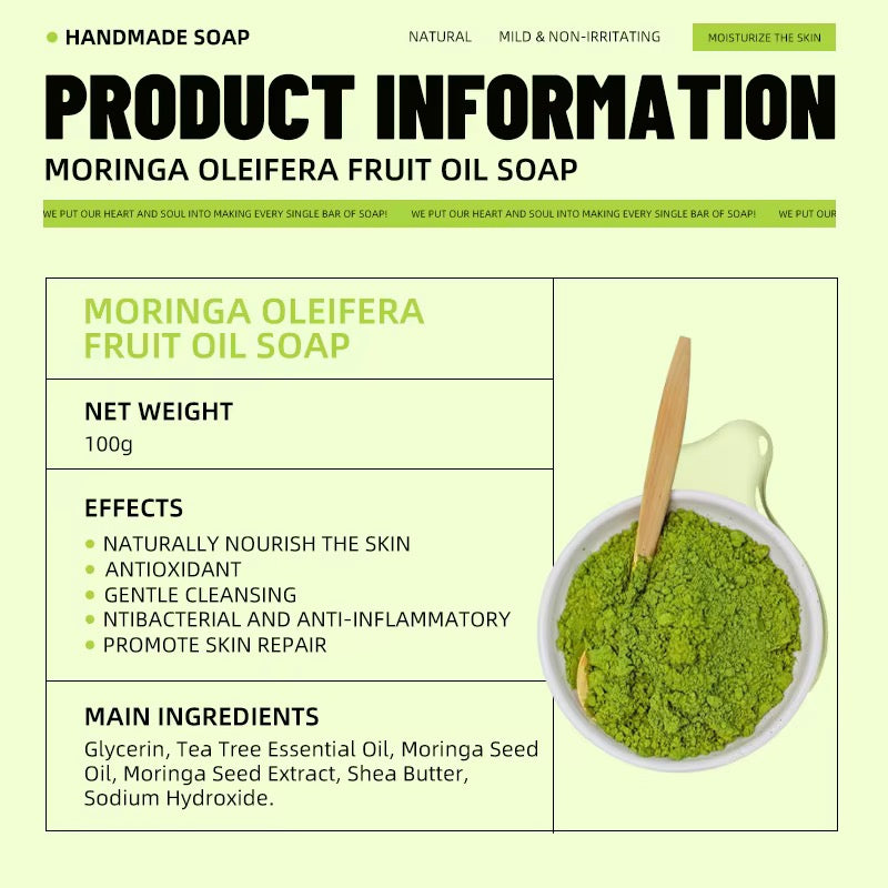 Flawless Royal Glow Moringa Soap 100% Organic Natural Moringa Seed Bar Soap-Moisturizing Anti-Aging for All Skin Types