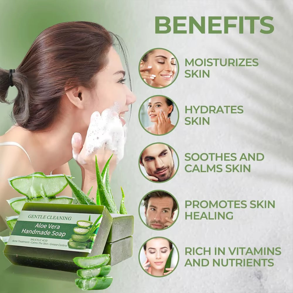 Flawless Royal Glow Aloe Vera Effective Acne Removal Facial & Body Deep Cleansing Cool Fresh Aloe Vera Soap